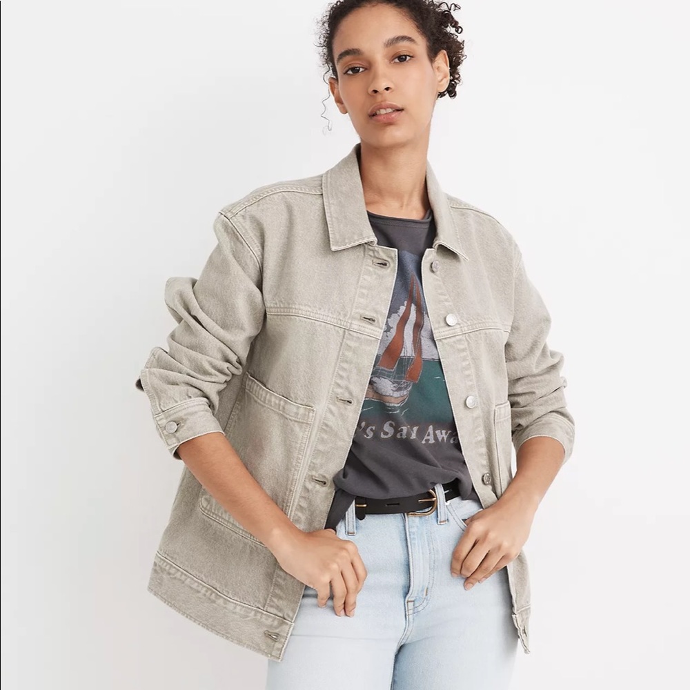 Madewell Garment-Dyed Denim Patch Pocket Trucker Jacket